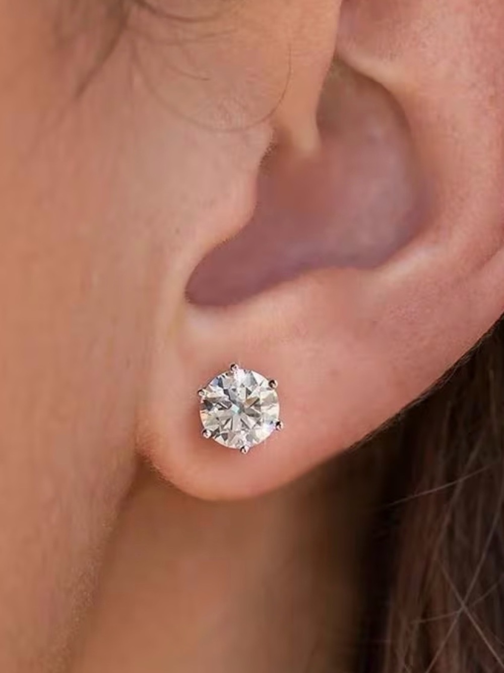 Moissanite Classic Round Stud Earrings NWT